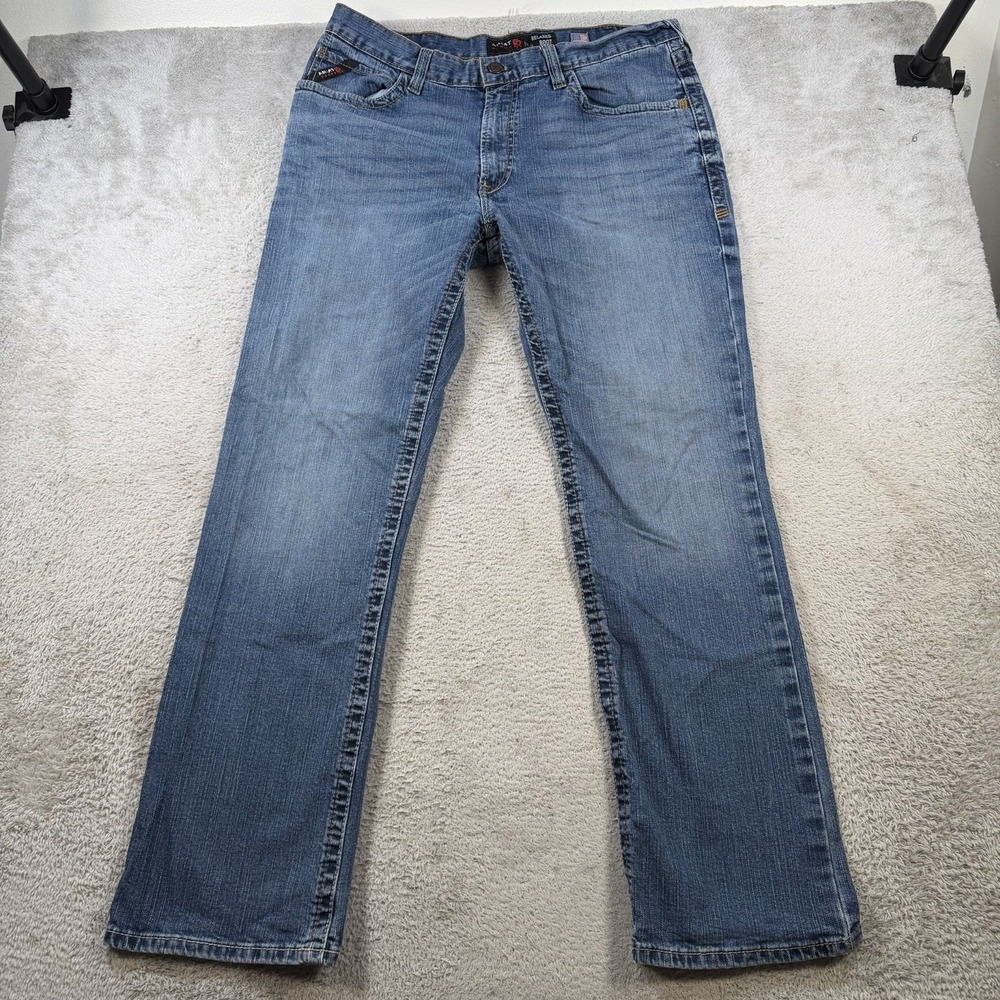 Ariat FR Jeans Mens 36x34 Blue Denim M4 Relaxed Boot Cut Cowboy Workwear Rodeo